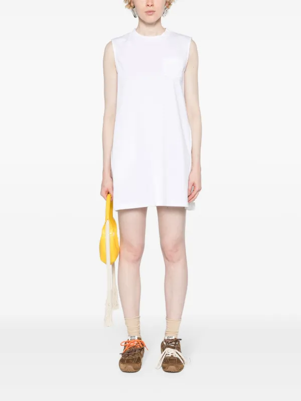 ワンピース Sacai White Cotton Mini Dress Sacai pleat-detail Cotton Minidress | White | FARFETCH RO