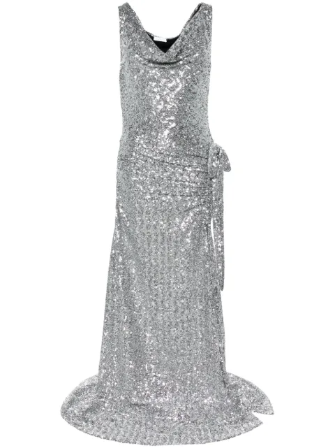 Rabanne vestido de fiesta asimétrico bordado con lentejuelas