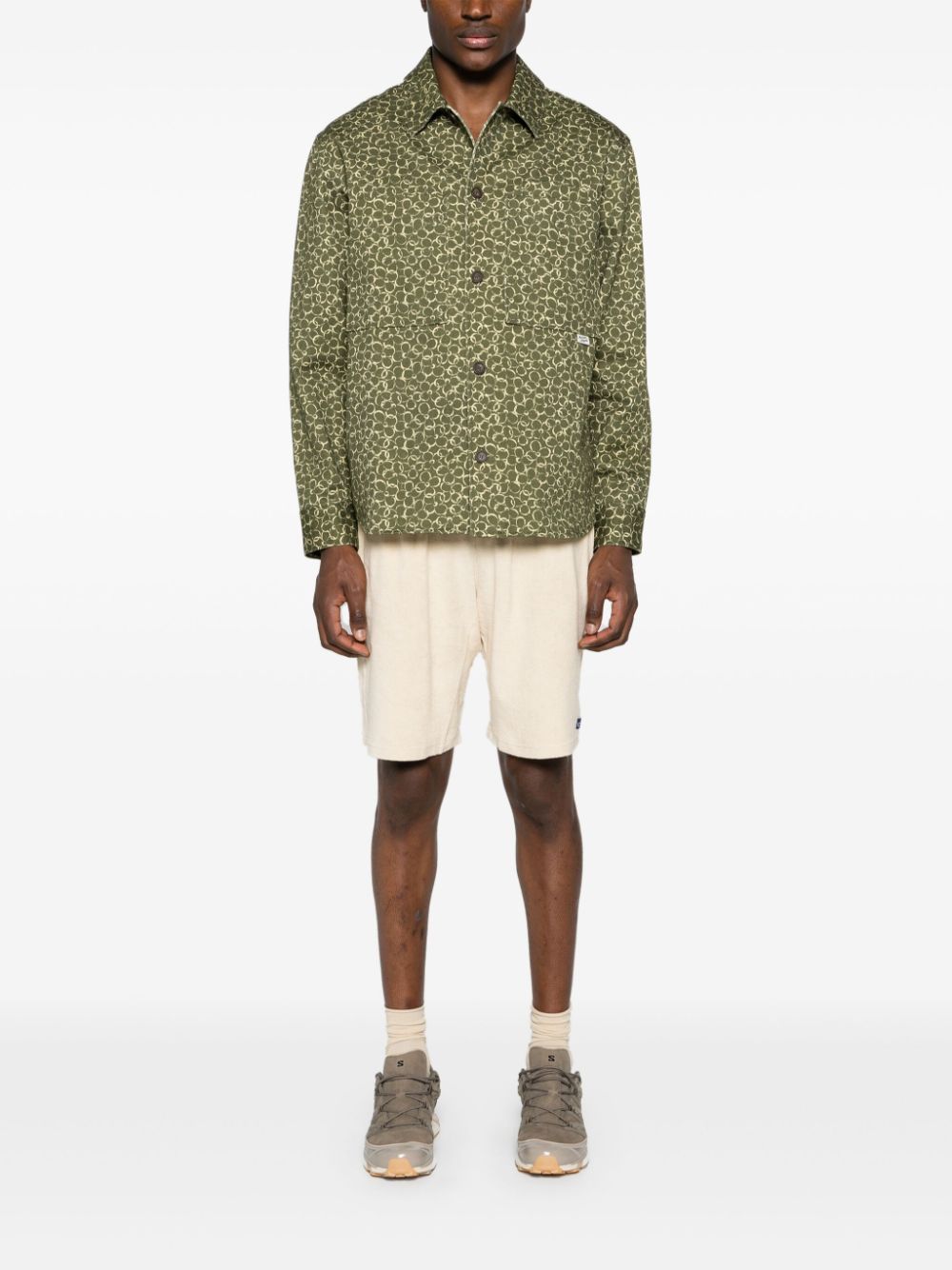 MAISON KITSUNÉ FLORAL-PRINT COTTON SHIRT JACKET 