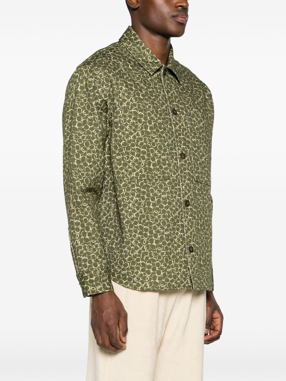 MAISON KITSUNÉ FLORAL-PRINT COTTON SHIRT JACKET 