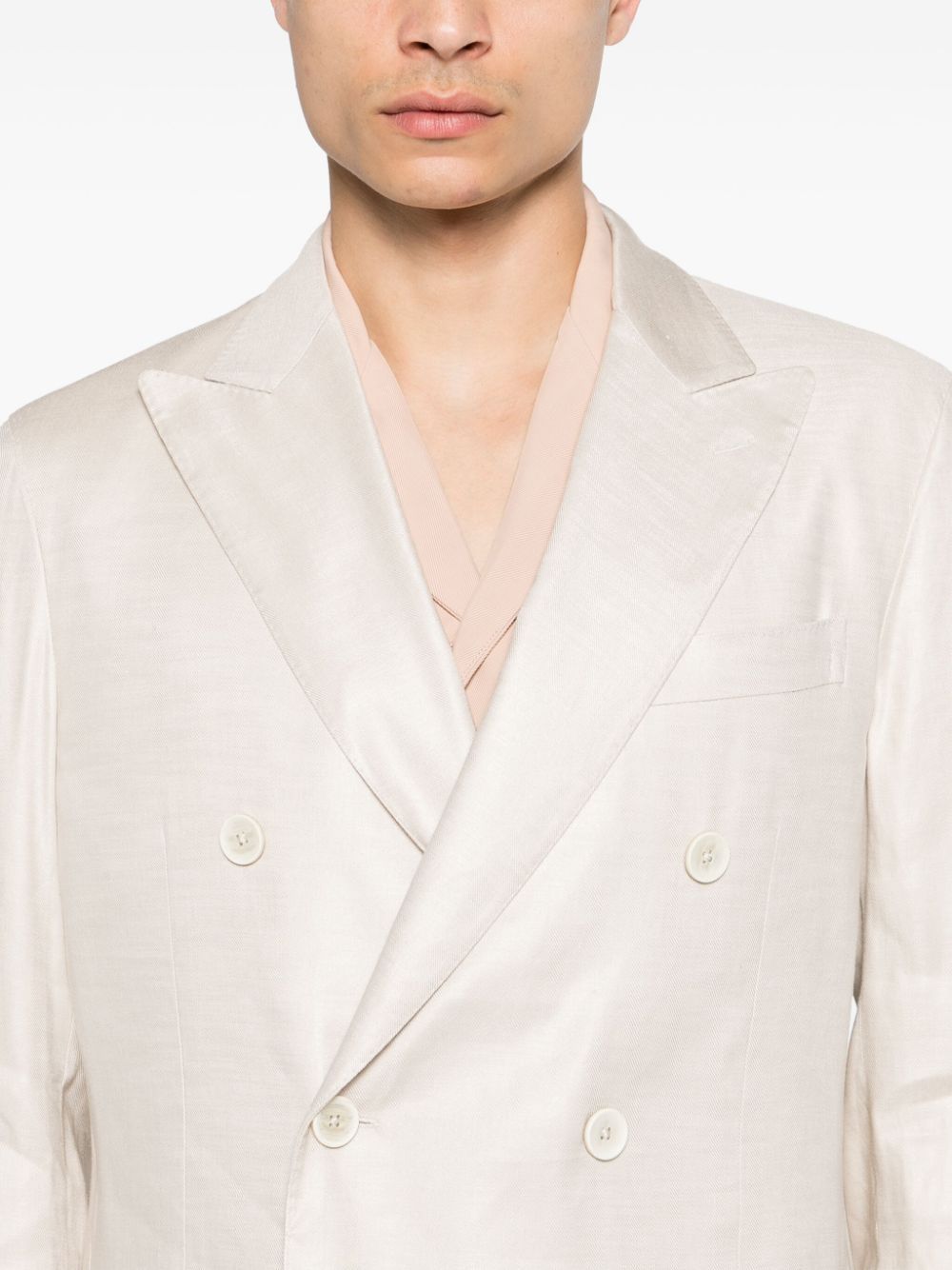 Shop Lardini Peak-lapels Double-breasted Suit In Neutrals