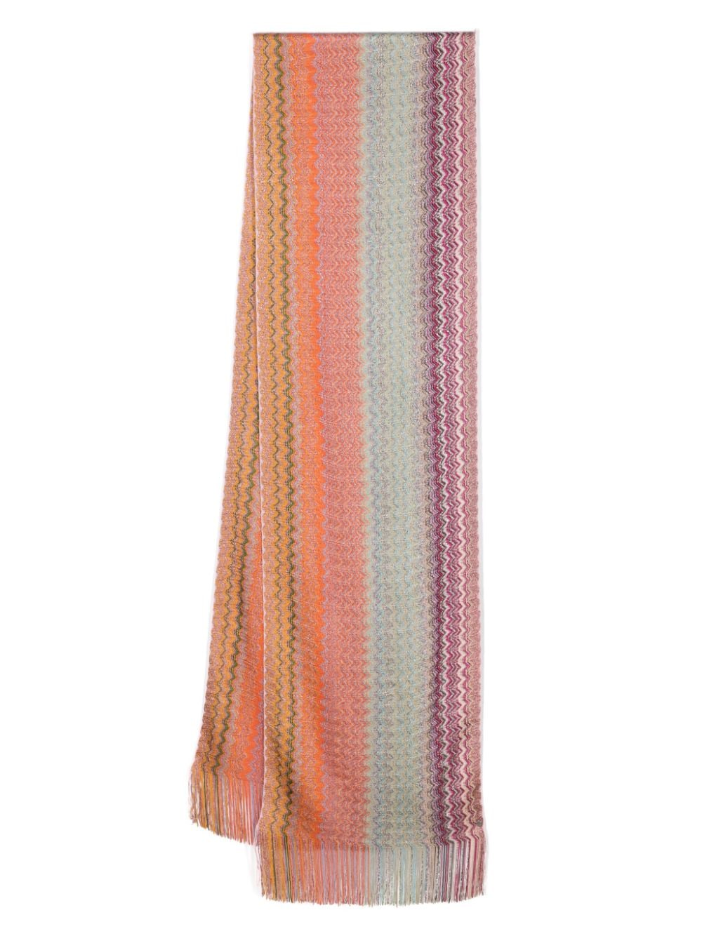 wave-pattern fringed scarf