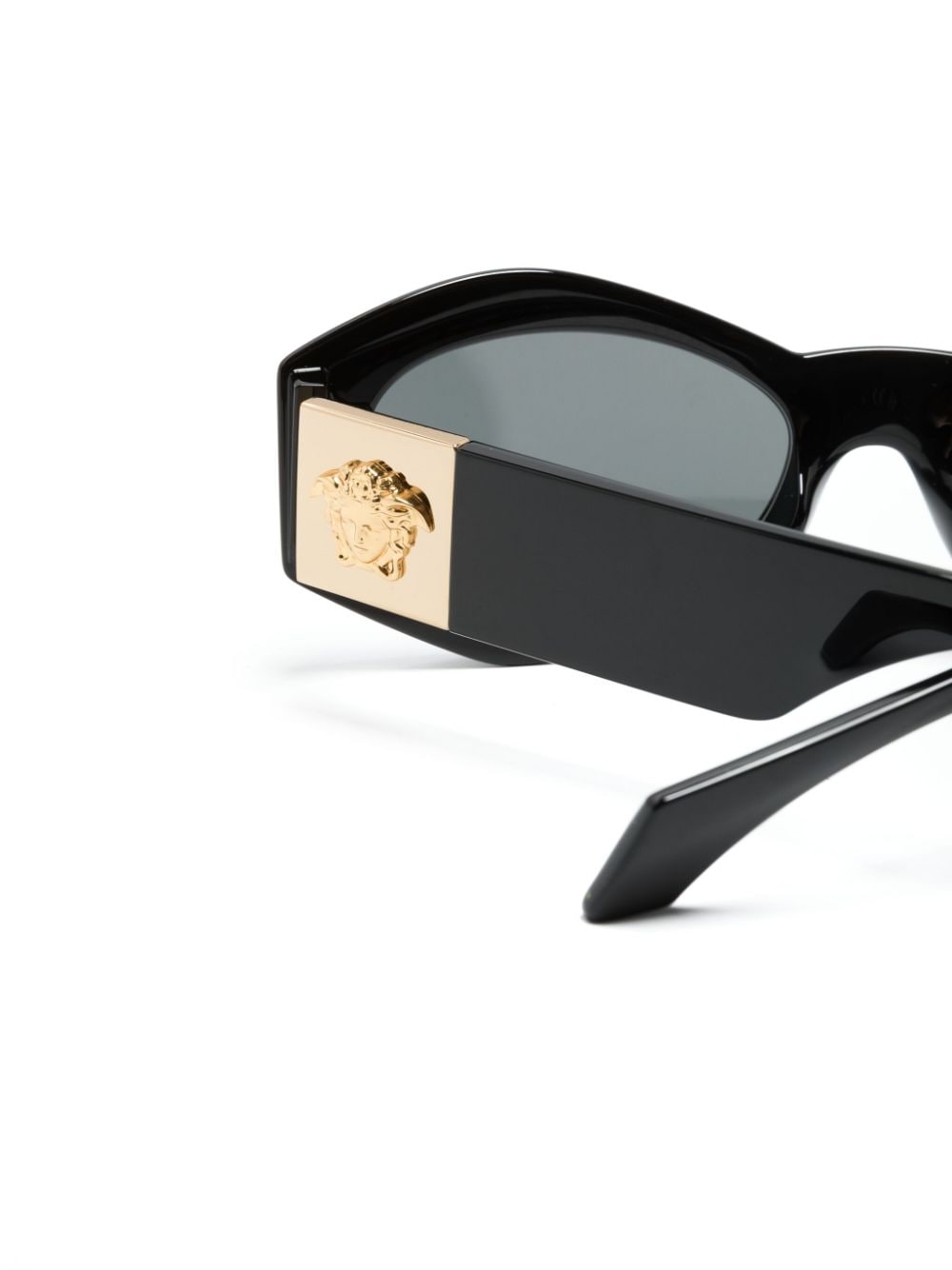 Shop Versace Medusa Plaque Irregular-frame Sunglasses In Black