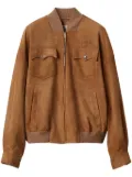 Miu Miu logo-lettering suede jacket - Brown