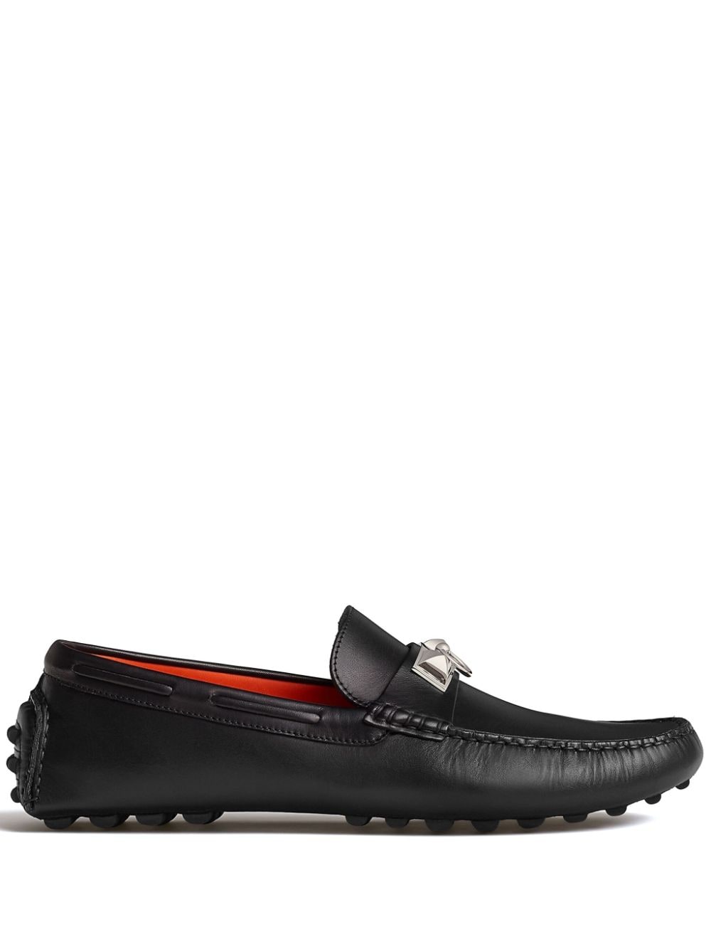 Pre-owned Hermes Irving Leather Driving Loafers In Black