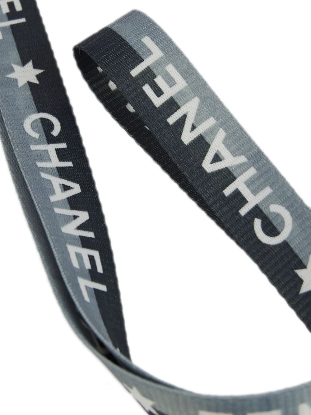 Pre-owned Chanel 2001 Logo-jacquard Neck Strap In Grey