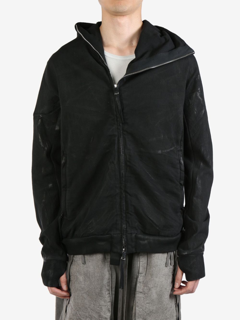 Boris Bidjan Saberi zip-up cotton hoodie - Zwart