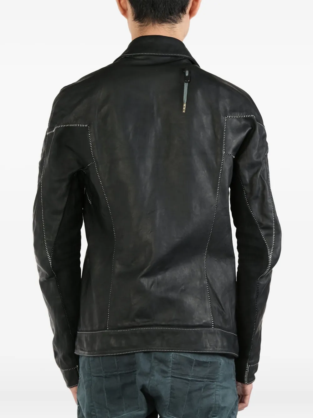 Boris Bidjan Saberi Contrast-stitch Leather Jacket In Black