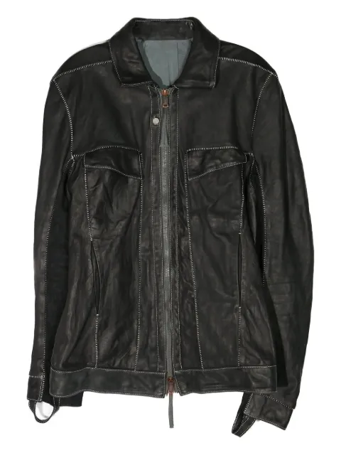 Boris Bidjan Saberi contrast-stitch leather jacket
