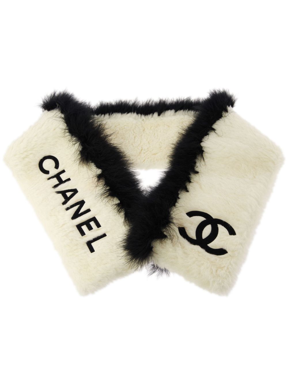 Pre-owned Chanel 1990-2000s Logo-appliqué Shawl Scarf In Neutrals