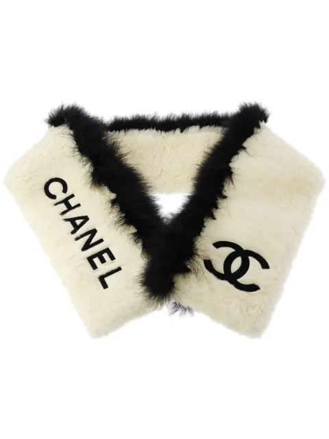 HOT SALE CHANEL 1990-2000s logo-applique shawl scarf Women