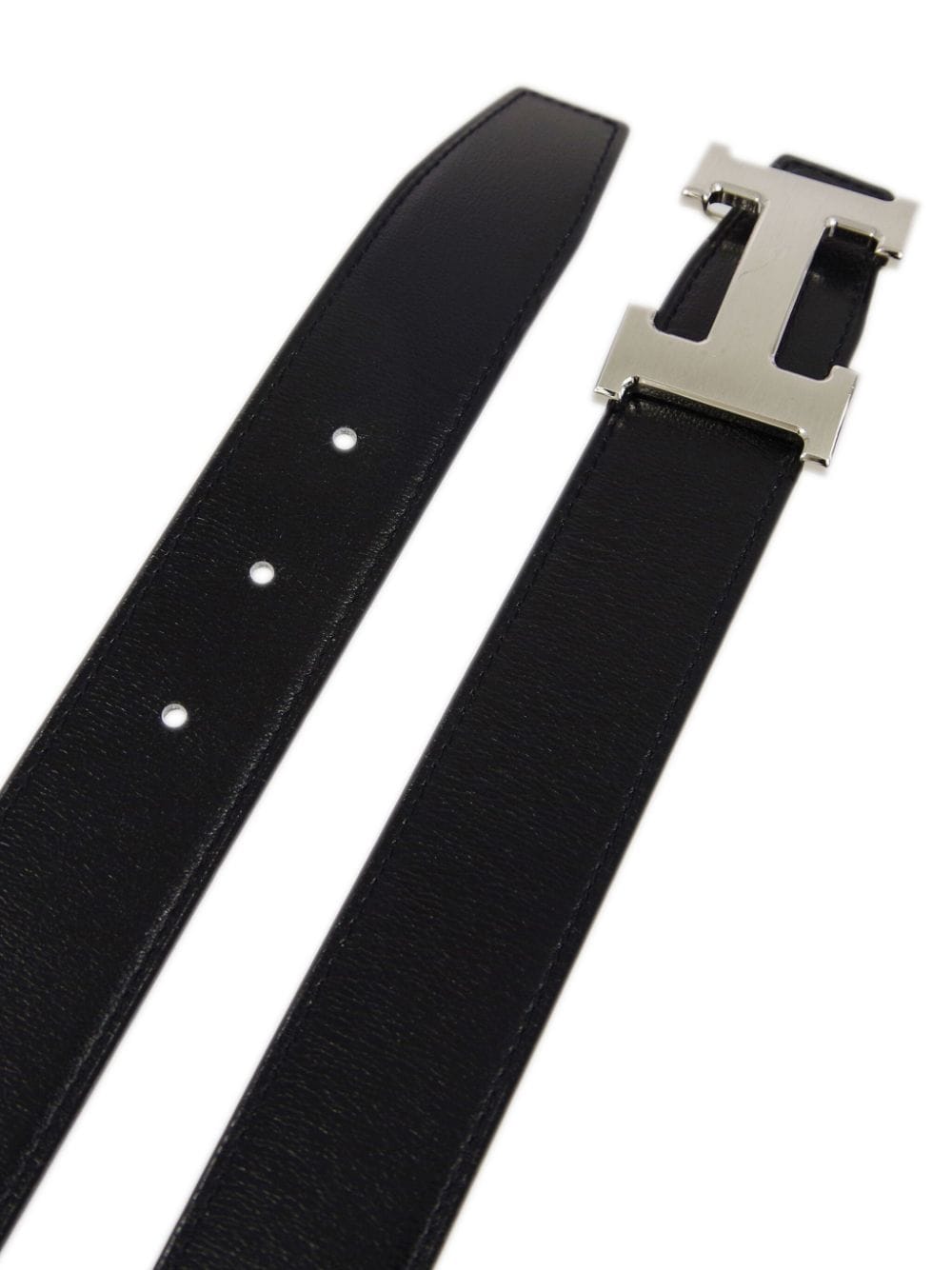 Pre-owned Hermes 2019 Constance Reversible Belt In Black