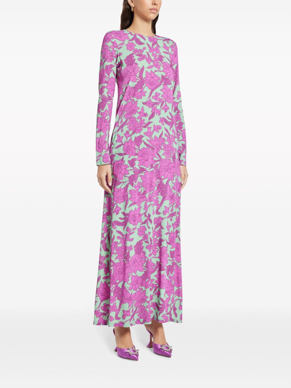 Shop La Doublej Swing Floral-print Maxi Dress In Purple
