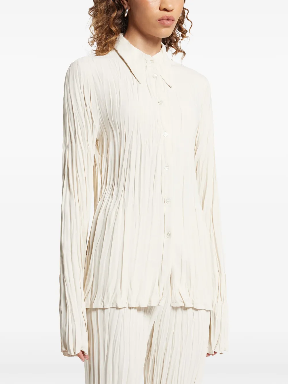 Shop Bite Studios Pleated Shirt In White