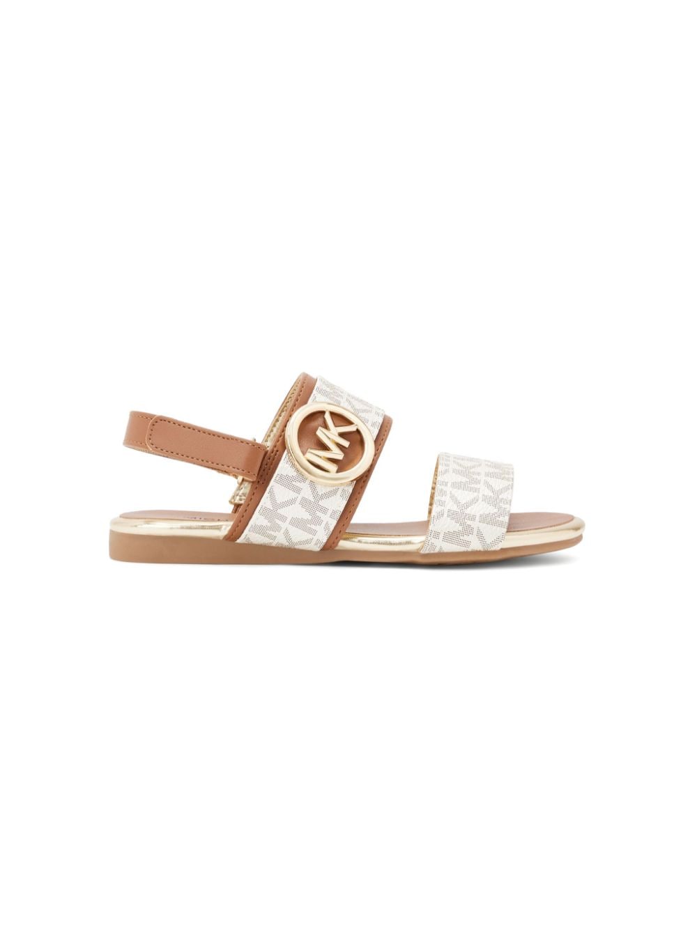 Shop Michael Kors Monogram-print Touch-strap Sandals In White
