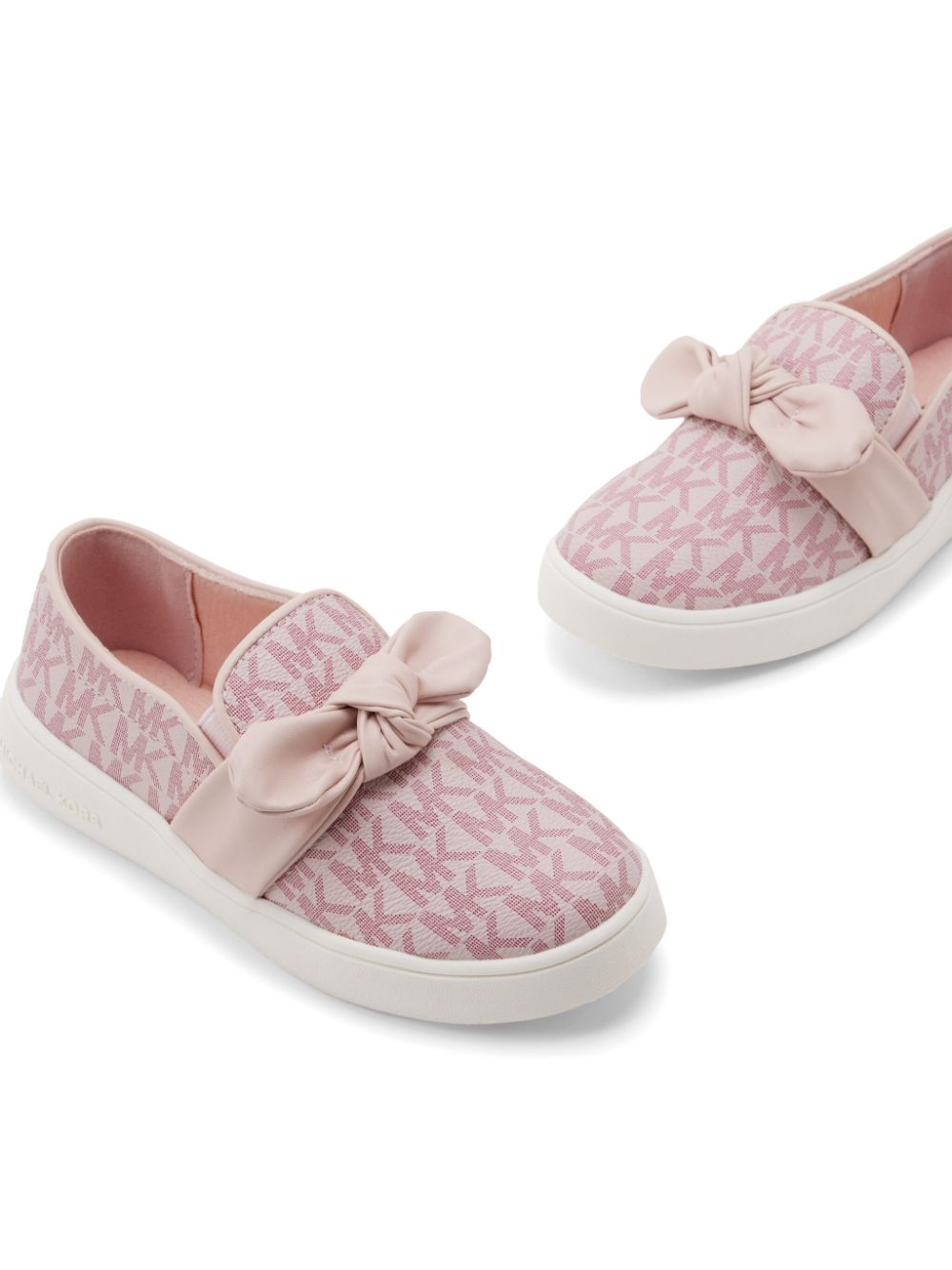 Shop Michael Kors Bow-detail Monogram-print Sneakers In Pink