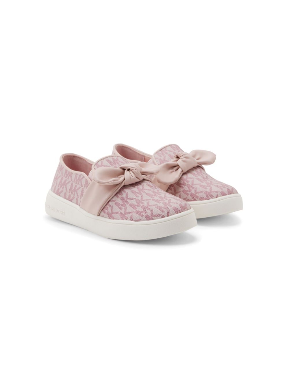 Michael Kors Kids' Bow-detail Monogram-print Sneakers In Pink