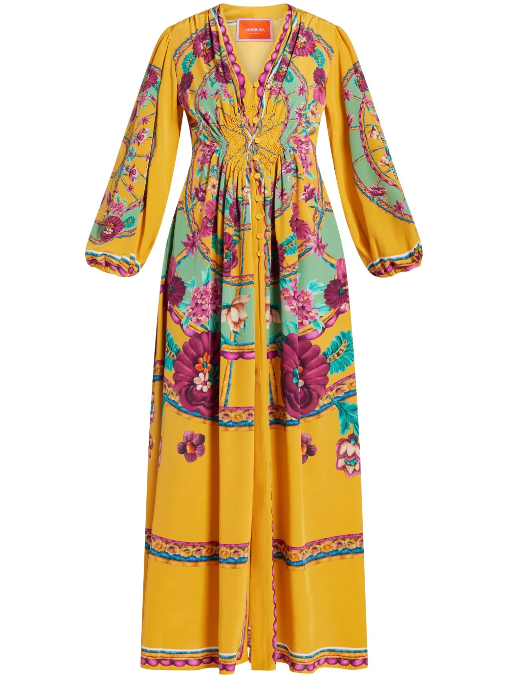 La DoubleJ Maxi-jurk met bloemenprint Goud