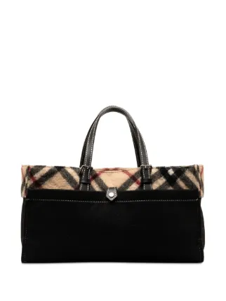 Burberry Pre Owned 2000 2017 Supernova Check Tote Bag Black FARFETCH TW