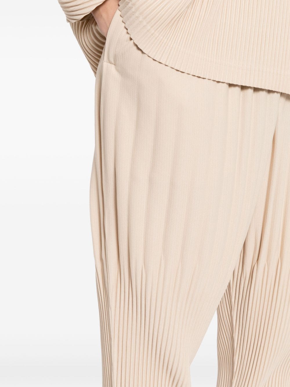 Shop Issey Miyake Pleated Regular Trousers In Neutrals