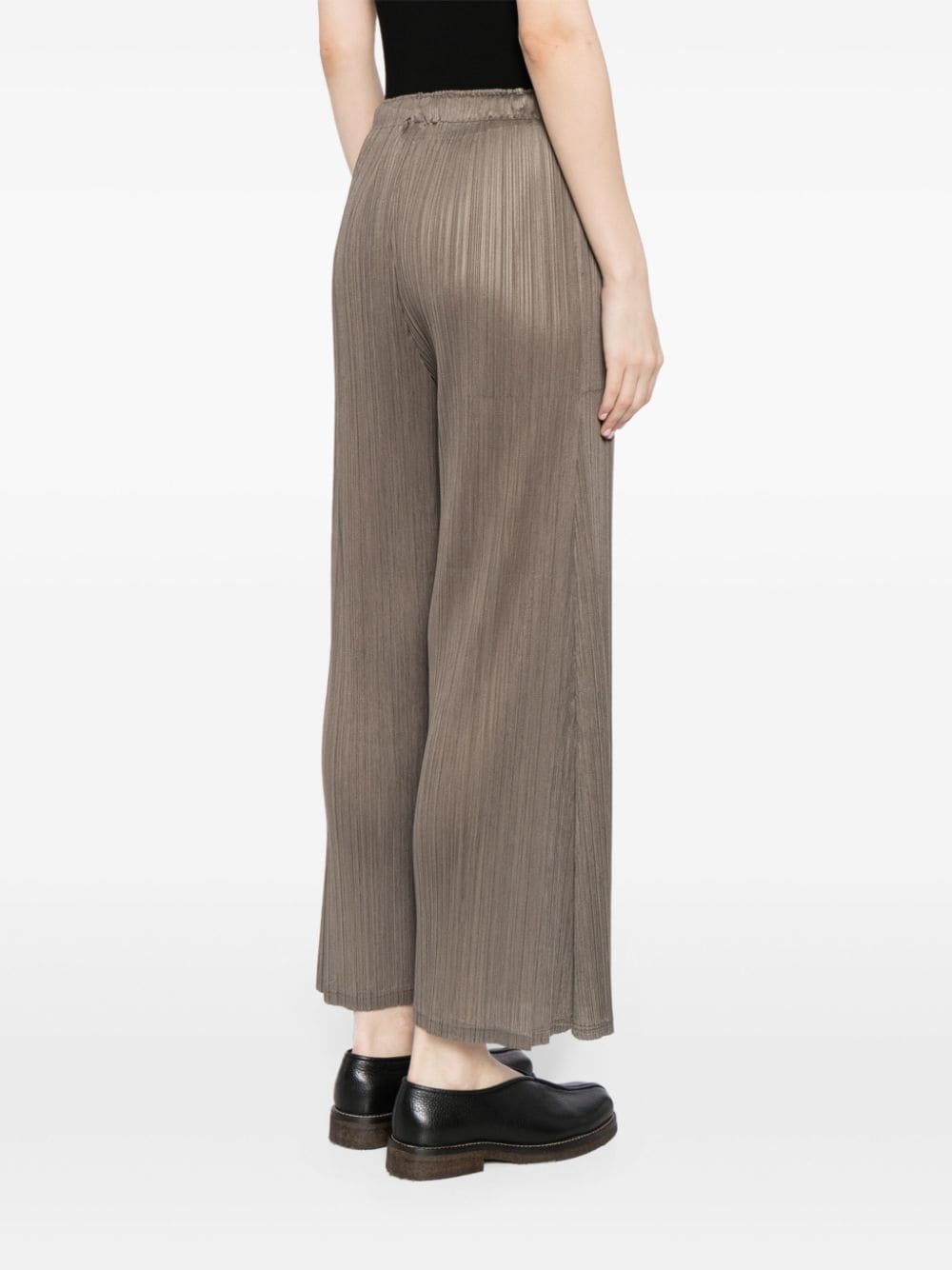 Shop Issey Miyake Plissé-effect Straight Trousers In Neutrals