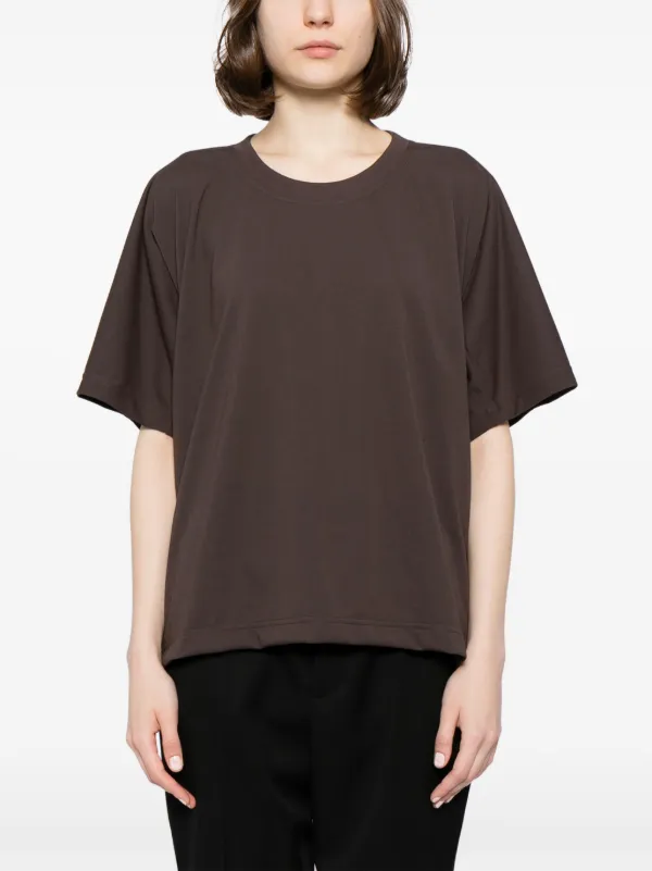 Pleats Please Issey Miyake Draped Detailing t-shirt | Brown