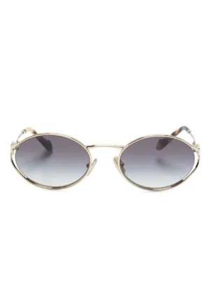 miumiuゴールドオーバル型サングラス ブラウンレンズ ミュウミュウ Miu Miu MIUMIU サングラス 0MU 04ZS オーバル セル