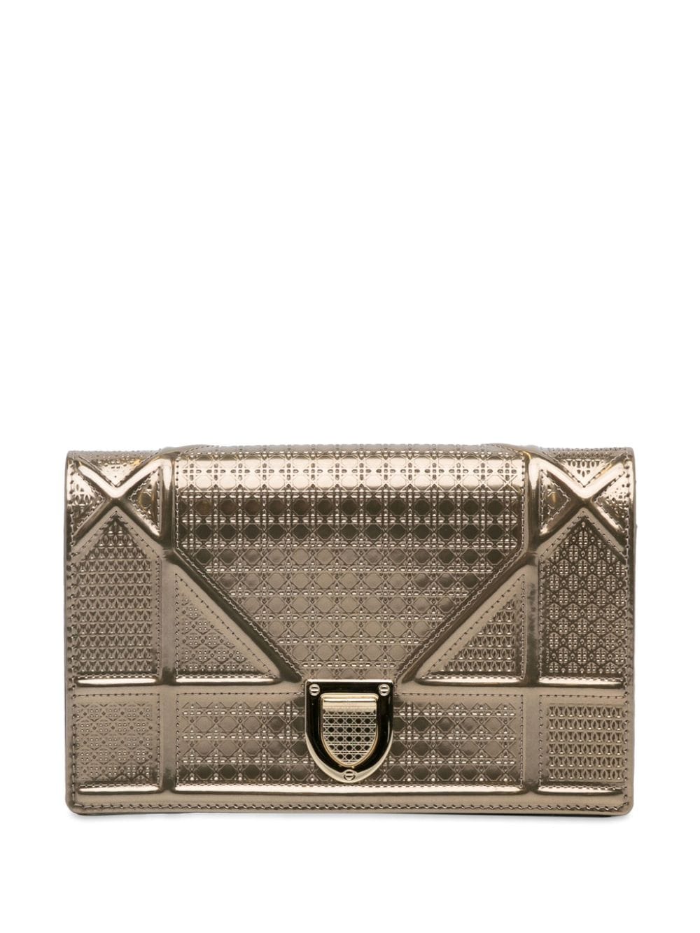 Image 1 of Christian Dior Pre-Owned 2017 Patent Microcannage Diorama Wallet on Chain crossbody bag