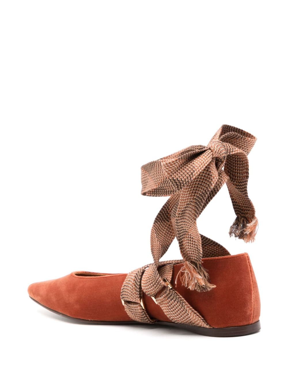 Shop Ulla Johnson Arlo Velvet Ballerina Shoes In Brown