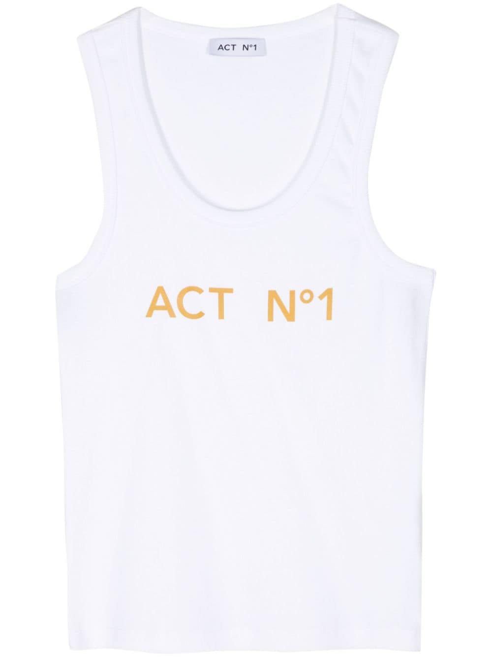 Image 1 of ACT Nº1 logo-print cotton tank top