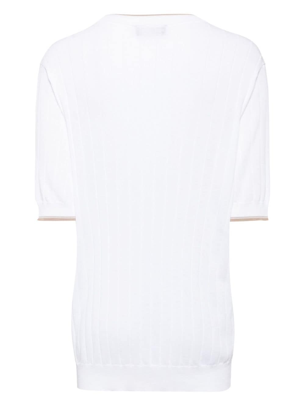 Shop Peserico Ribbed-knit Cotton T-shirt In White