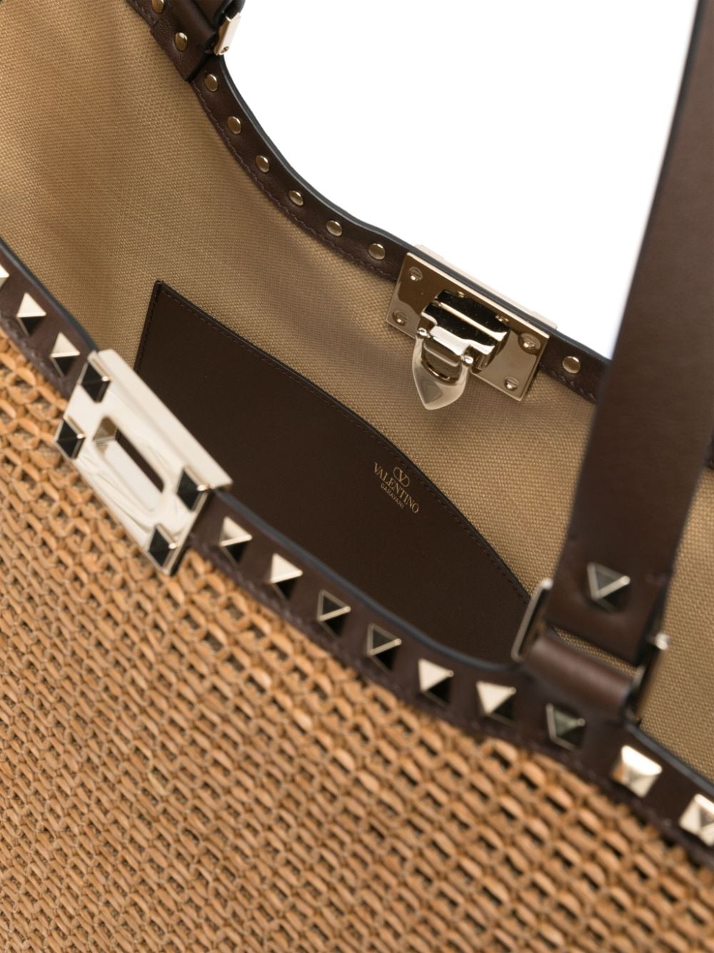 Shop Valentino Rockstud Tote Bag In Neutrals