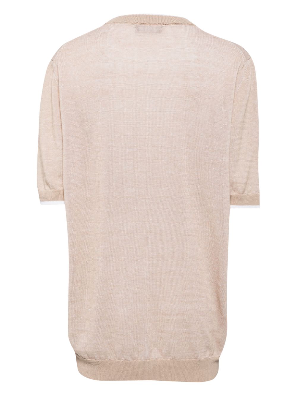 Shop Peserico Linen-cotton Knitted T-shirt In Neutrals
