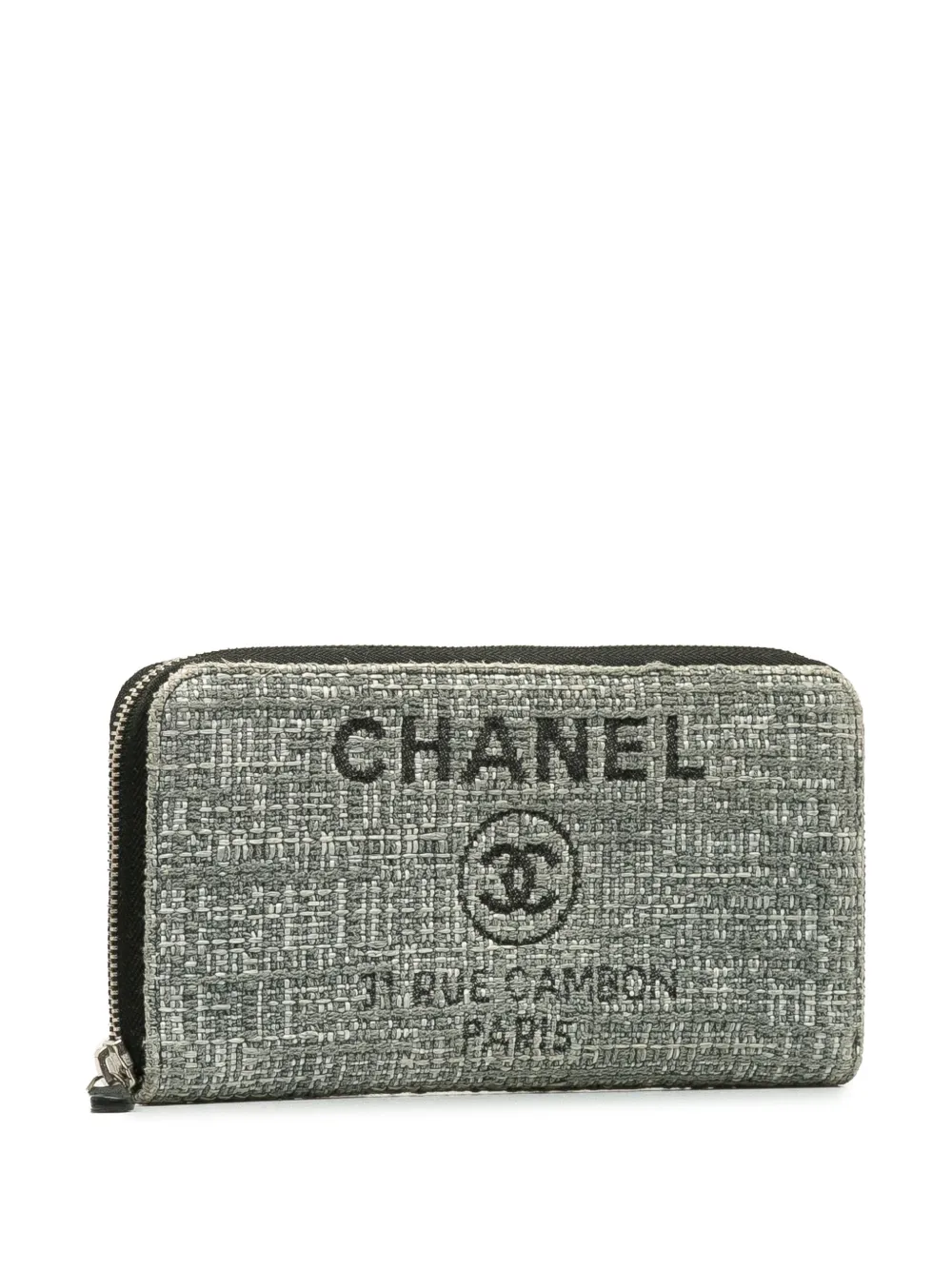 Pre-owned Chanel 2018 Deauville Continental Wallet In Grey