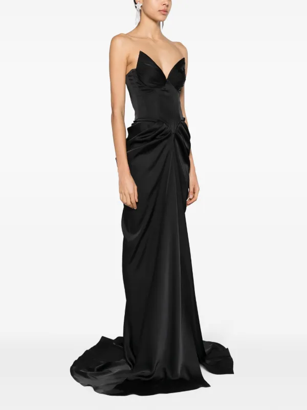 Ana Radu corset-style Satin Gown Black FARFETCH IN