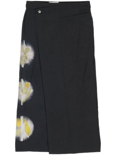 Feng Chen Wang abstract-print wool midi skirt