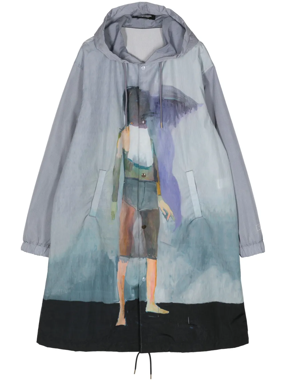 Undercover Graphic-print Hooded Raincoat In Blue