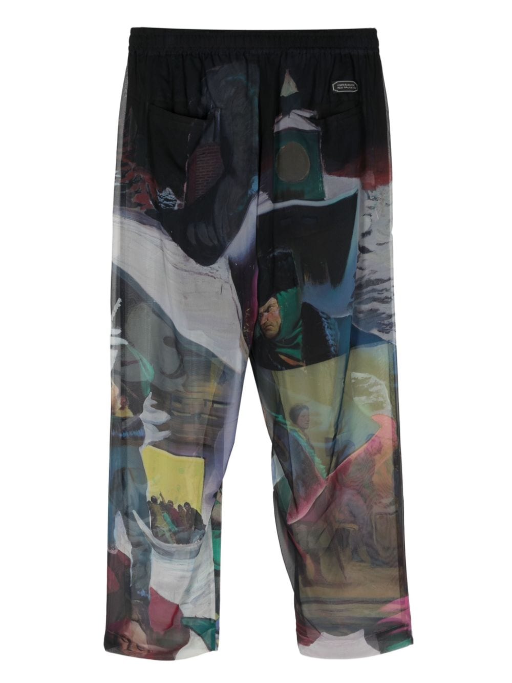 Shop Undercover Graphic-print Cropped Trousers In Black
