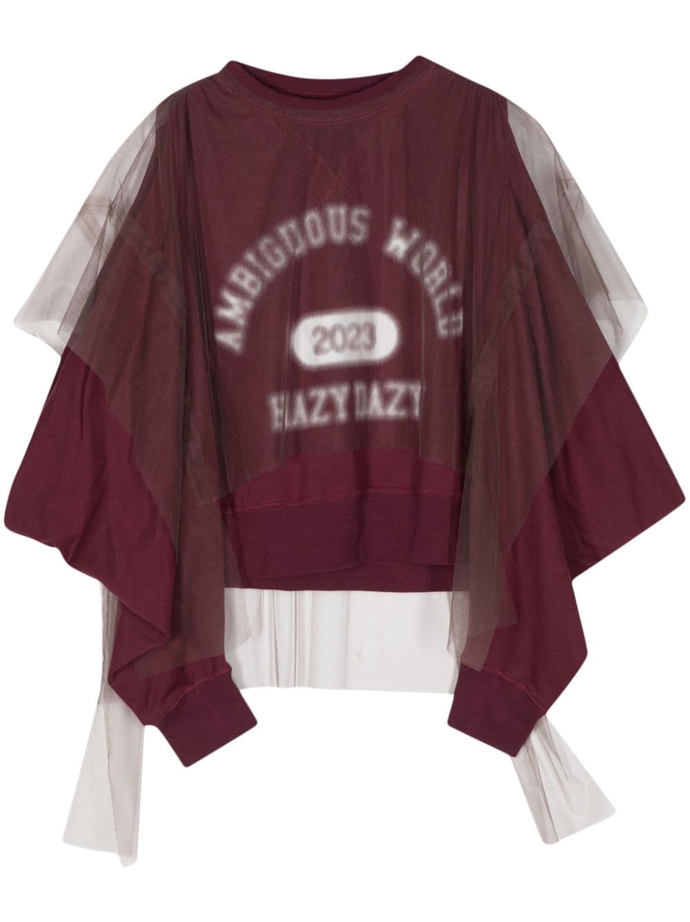 tulle-overlay cotton sweatshirt