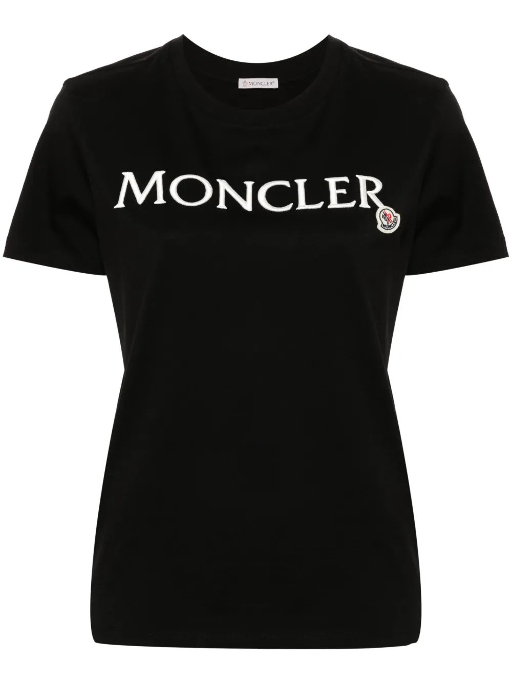 Shop Moncler Embroidered-logo Cotton T-shirt In Black