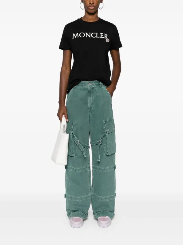 Moncler embroidered-logo Cotton T-shirt | Black | FARFETCH
