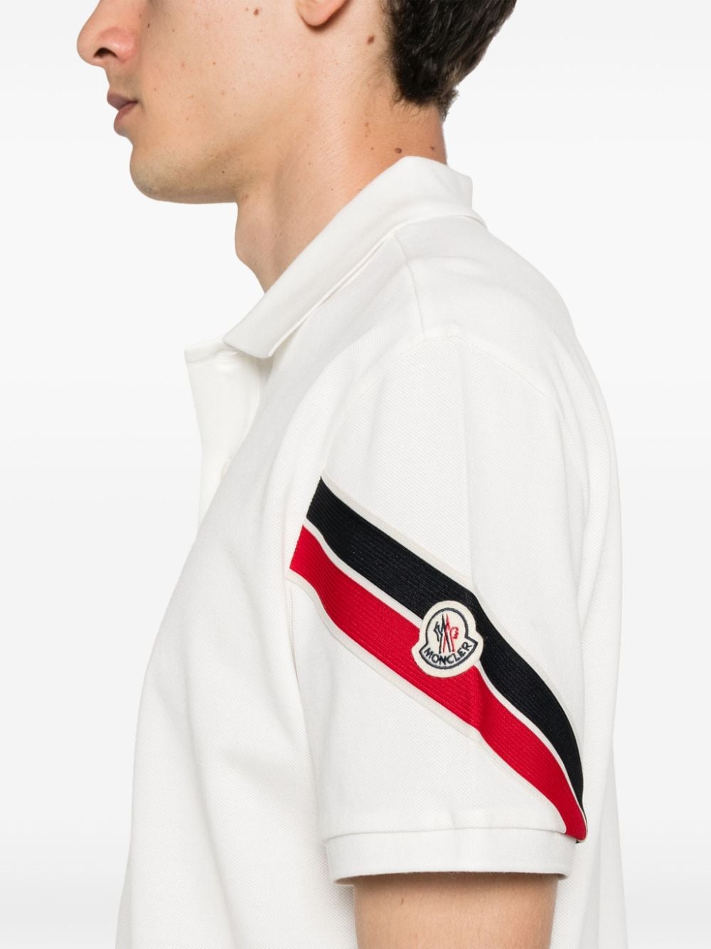 Shop Moncler Appliqué-logo Piqué Polo Shirt In 中性色