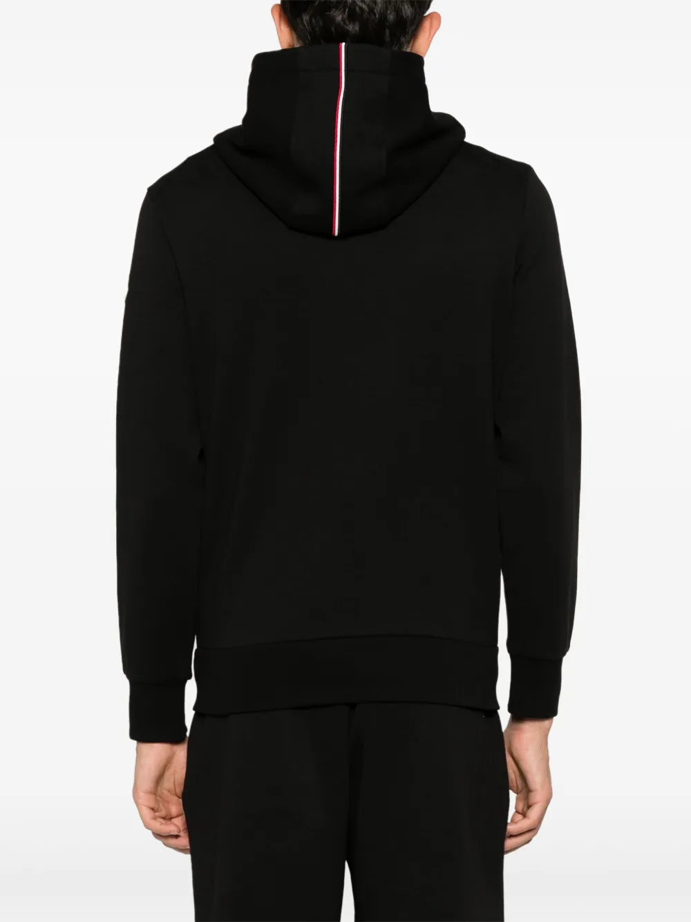 Moncler Hoodie met rits en logo-applicatie Zwart