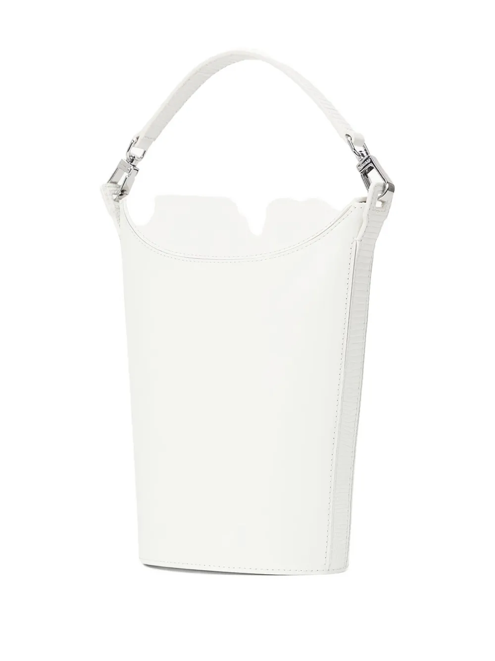 Staud Leather Bucket Bag Top Handle In White