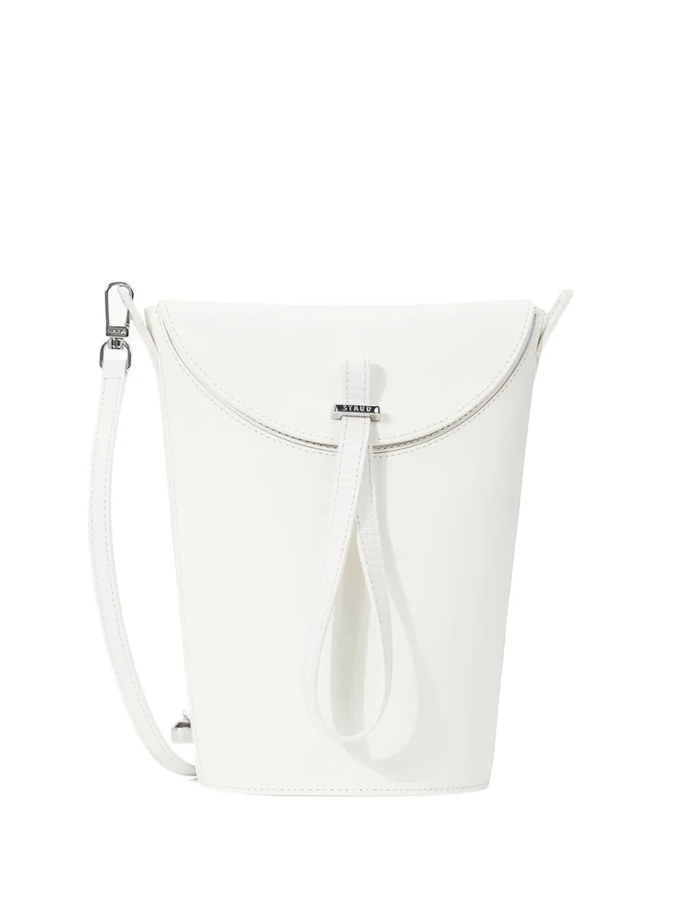 Staud Leather Bucket Bag Top Handle In White