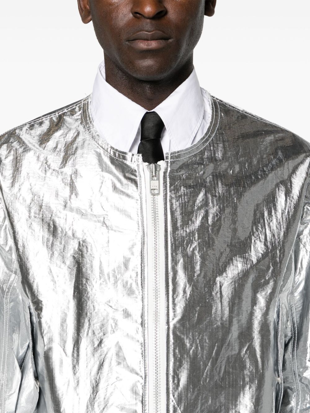 Black Comme Des Garcons metallic-finish bomber jacket Men