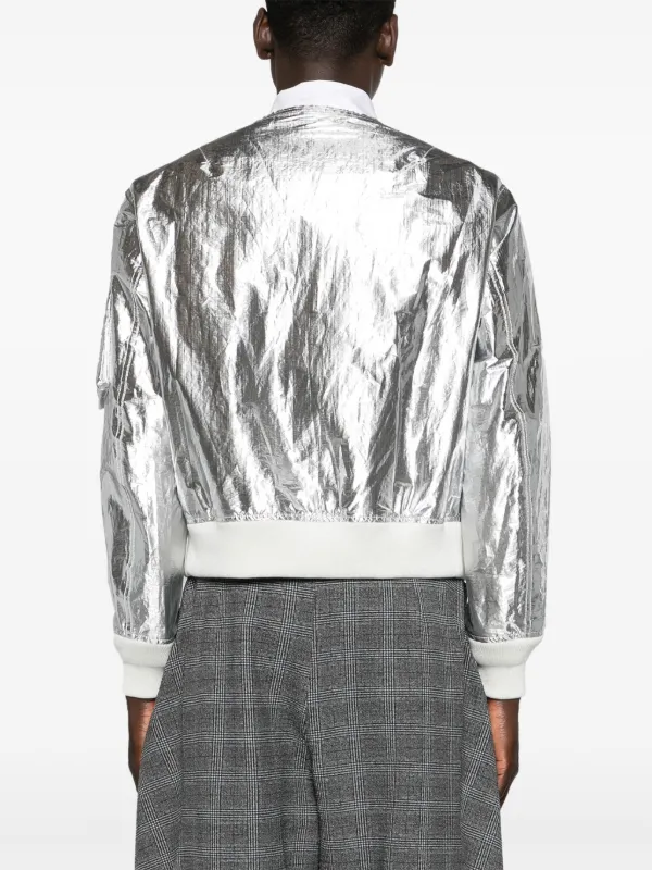 ジャケット・アウター Comme Des Garcons HOMME silver bomber Black Comme Des Garçons metallic-finish Bomber Jacket