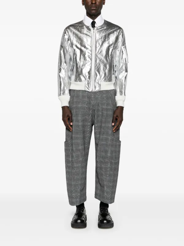 ジャケット・アウター Comme Des Garcons HOMME silver bomber Black Comme Des Garçons metallic-finish Bomber Jacket