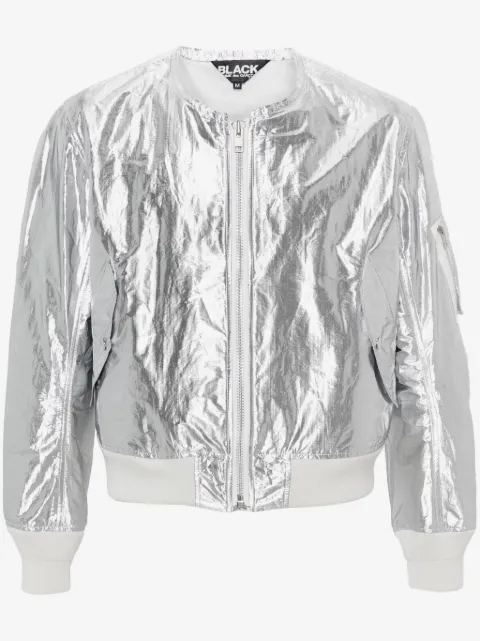 Black Comme Des Garçons metallic-finish bomber jacket