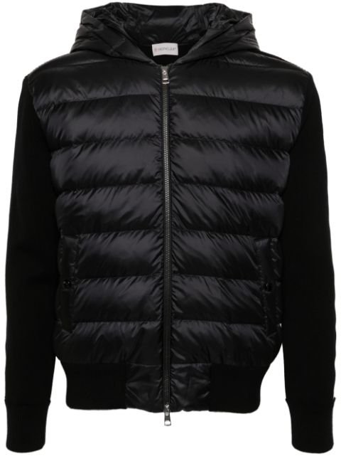 Moncler knitted-panels hooded puffer jacket